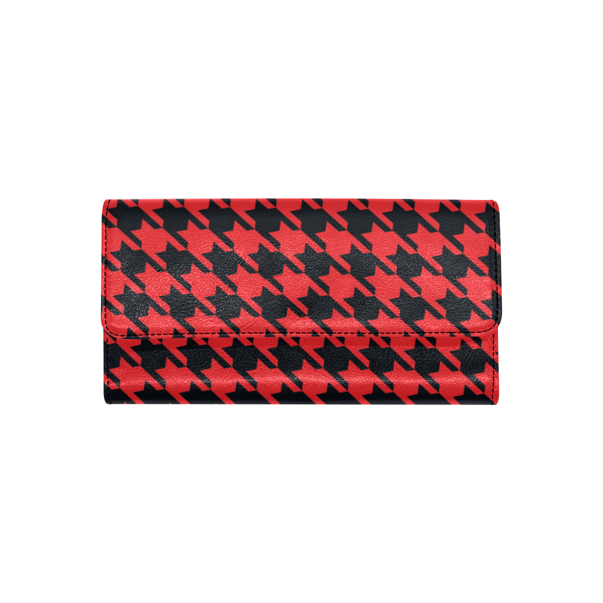 Houndstooth Red Pattern Print Design 03 Women's Trifold Wallet