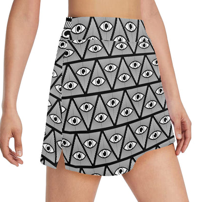 Third Eye Pattern Print Design LKS304 17" Golf & Pickleball Skort with Pockets