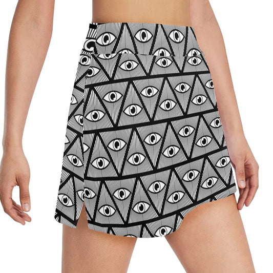 Third Eye Pattern Print Design LKS304 17" Golf & Pickleball Skort with Pockets