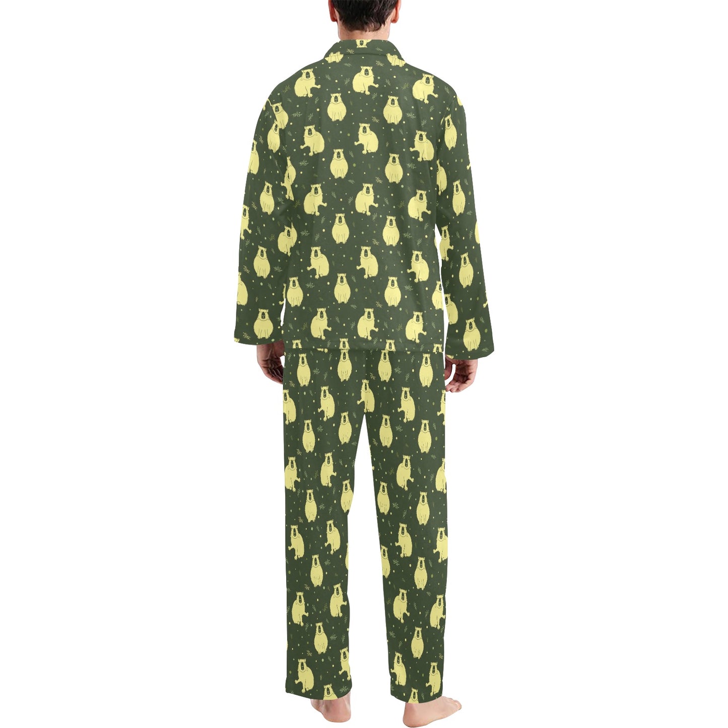 Capybara Pattern Print Design 03 Men's Long Pajama Set