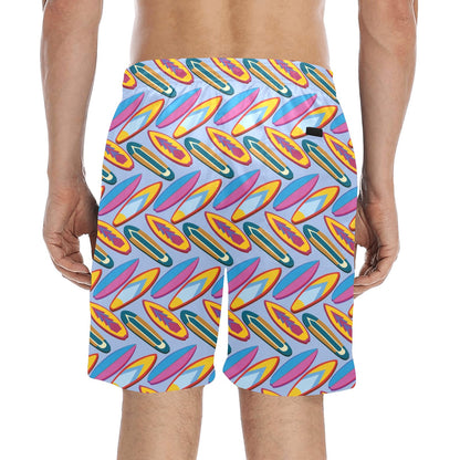 Surfboard Pattern Print Design LKS303 Men's Swim Trunks Beach Shorts