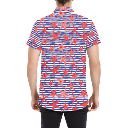 Starfish Print Design LKS401 Men Short Sleeve Button Up Shirt