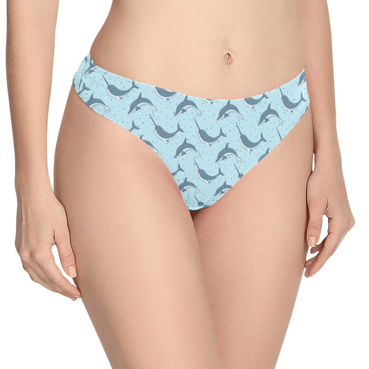 Narwhal Dolphin Print Women's Thongs