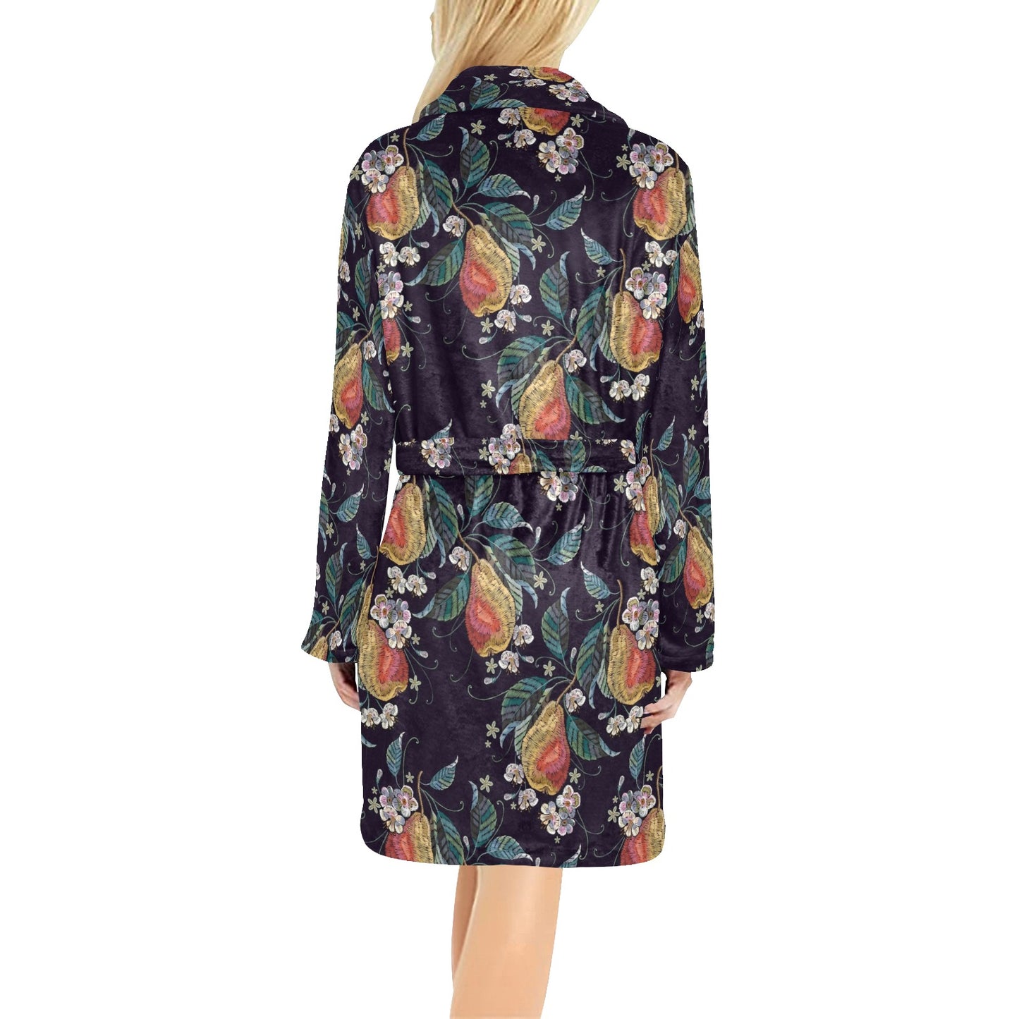 Pear Pattern Print Design PE02 Women's Fleece Robe
