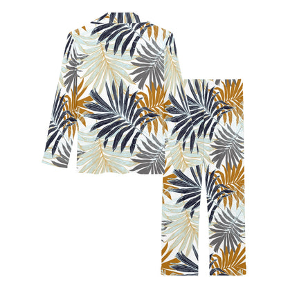 Colorful Tropical Palm Leaves Women's Long Pajama Set