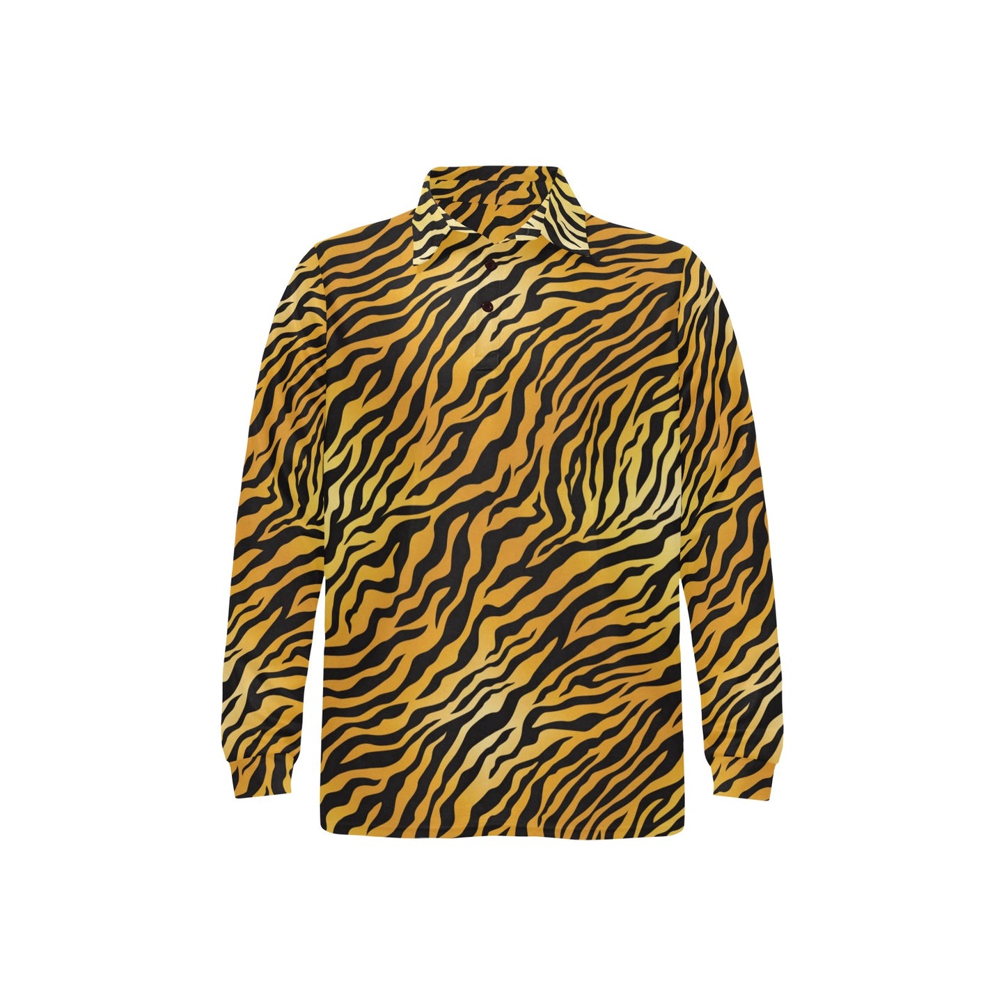 Tiger Print Design LKS302 Long Sleeve Polo Shirt For Men's