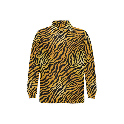 Tiger Print Design LKS302 Long Sleeve Polo Shirt For Men's