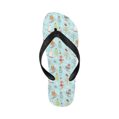 Ski Fox Cute Print Design LKS303 Flip Flops
