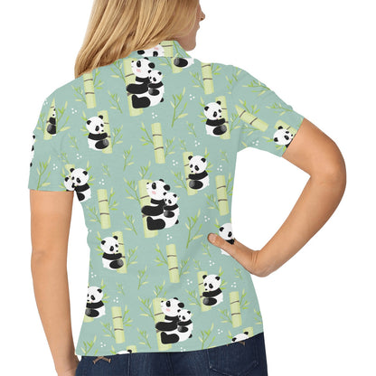 Panda Pattern Print Design A03 Women's Polo Shirt