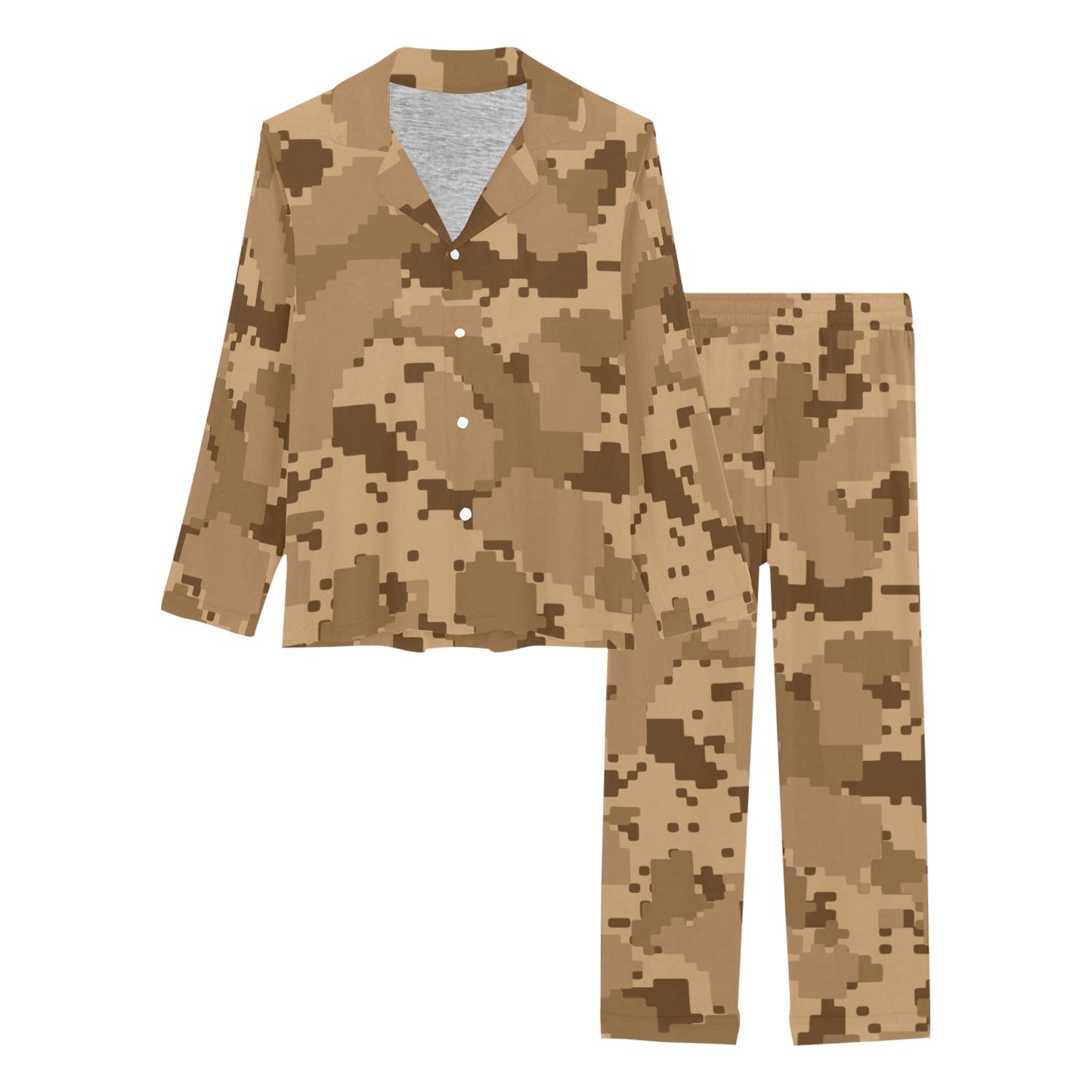 ACU Desert Digital Pattern Print Design 01 Women's Long Pajama Set