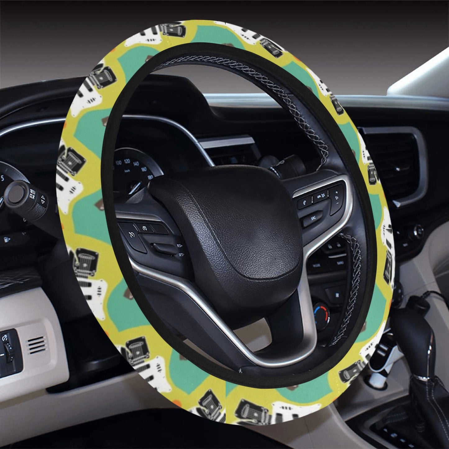 Electric Guitar Print Design LKS401 Steering Wheel Cover with Elastic Edge