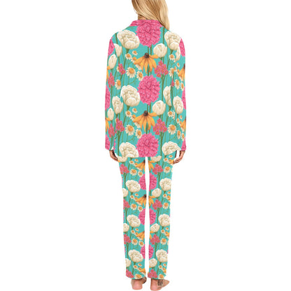 Summer Floral Pattern Print Design SF07 Women's Long Pajama Set
