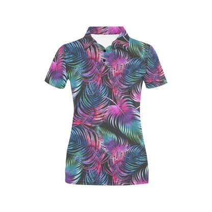 Palm Leaves Pattern Print Design PL010 Women's Polo Shirt