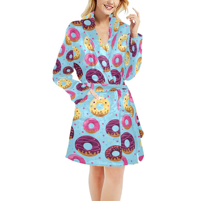 Donut Pattern Print Design DN07 Women's Fleece Robe