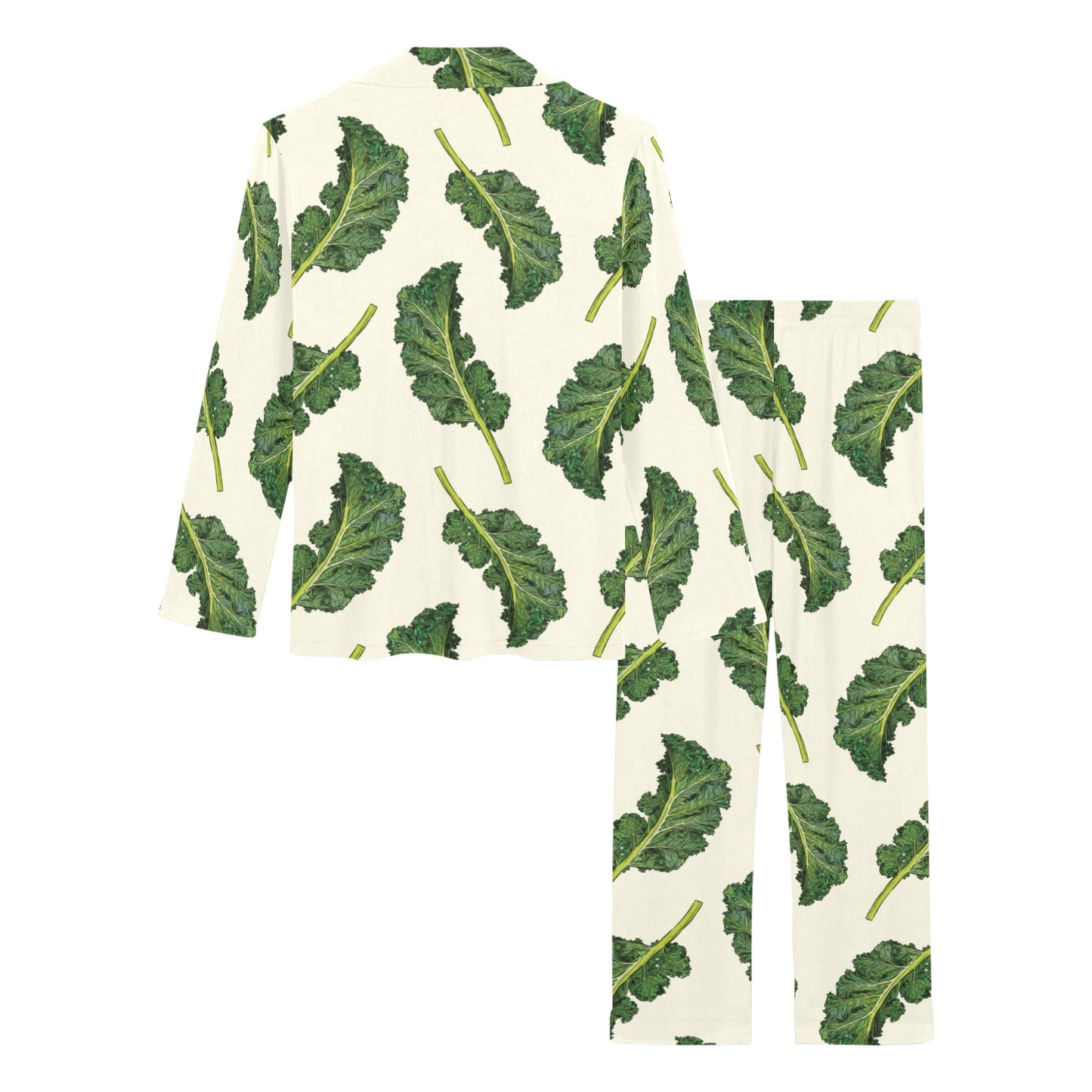Kale Pattern Print Design 03 Women's Long Pajama Set