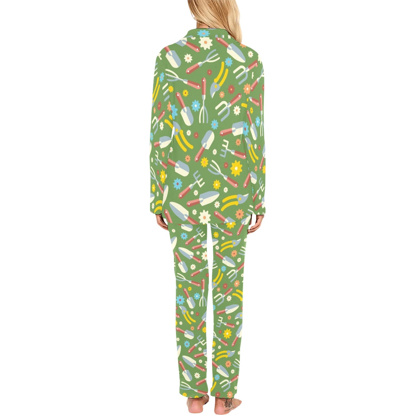 Gardening Pattern Print Design G06 Women's Long Pajama Set