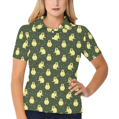 Capybara Pattern Print Design 03 Women's Polo Shirt