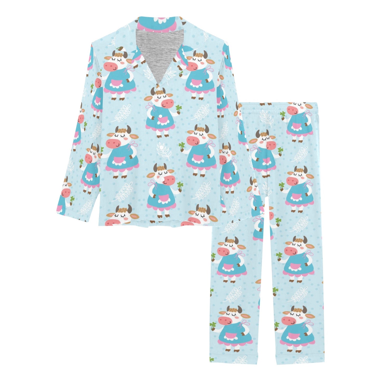 Cattle Happy Pattern Print Design 03 Women's Long Pajama Set