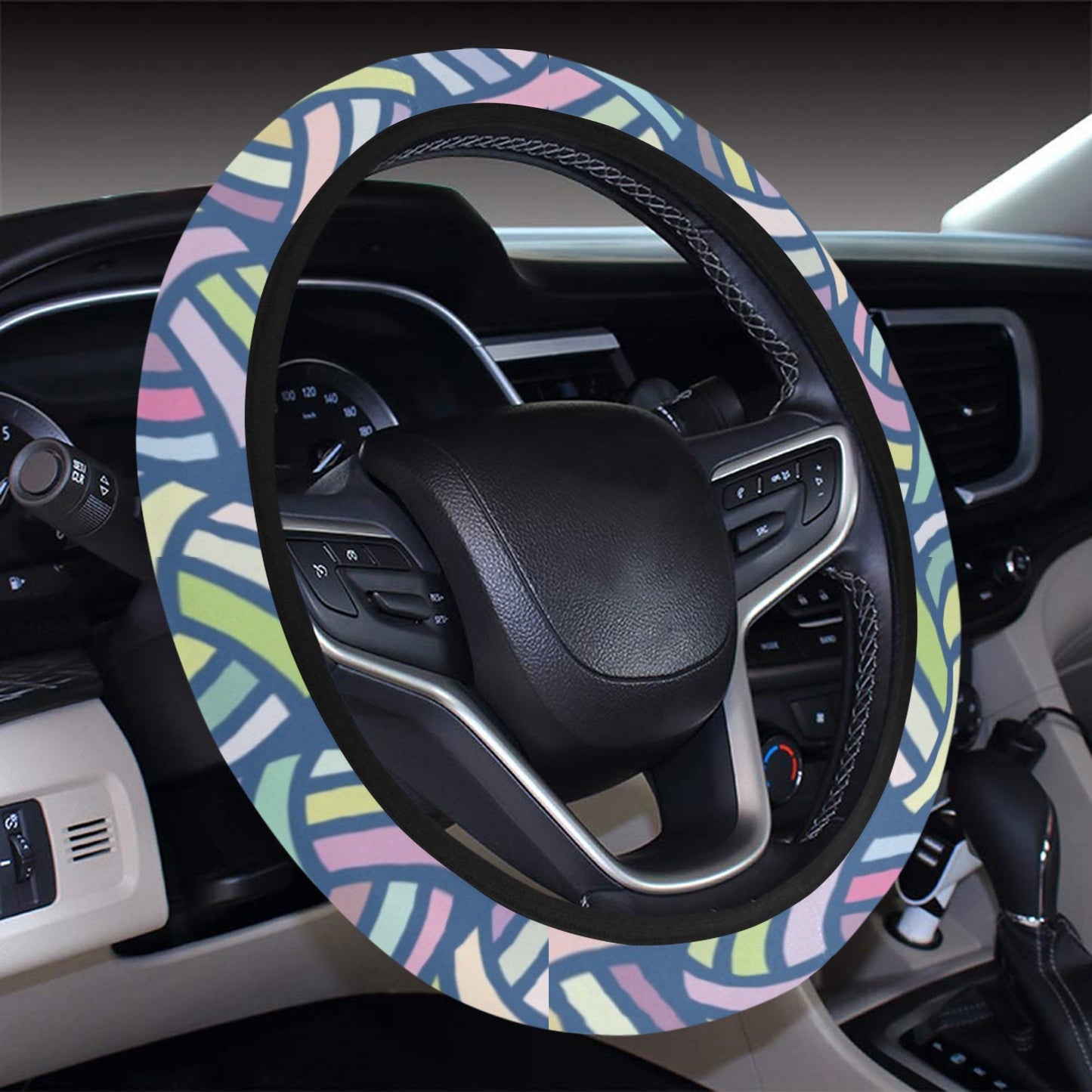 Volleyball Print Design LKS301 Steering Wheel Cover with Elastic Edge