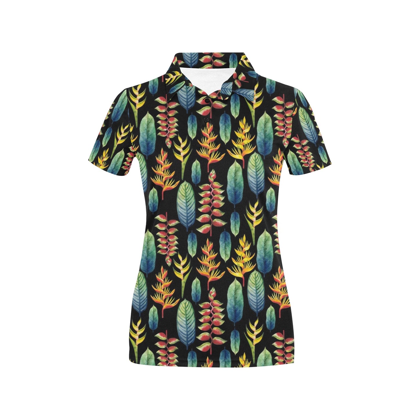Heliconia Pattern Print Design HL03 Women's Polo Shirt