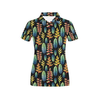 Heliconia Pattern Print Design HL03 Women's Polo Shirt