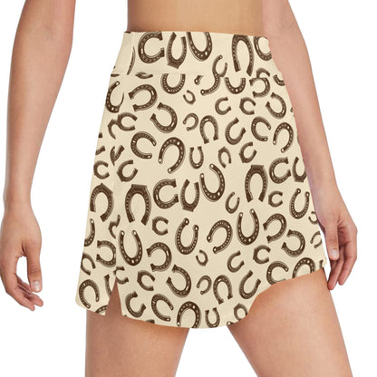 Horseshoe Print Design LKS302 17" Golf & Pickleball Skort with Pockets
