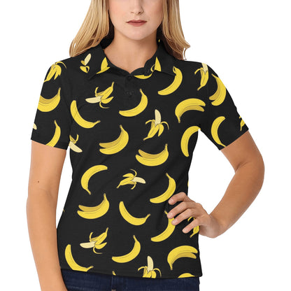 Banana Pattern Print Design BA05 Women's Polo Shirt