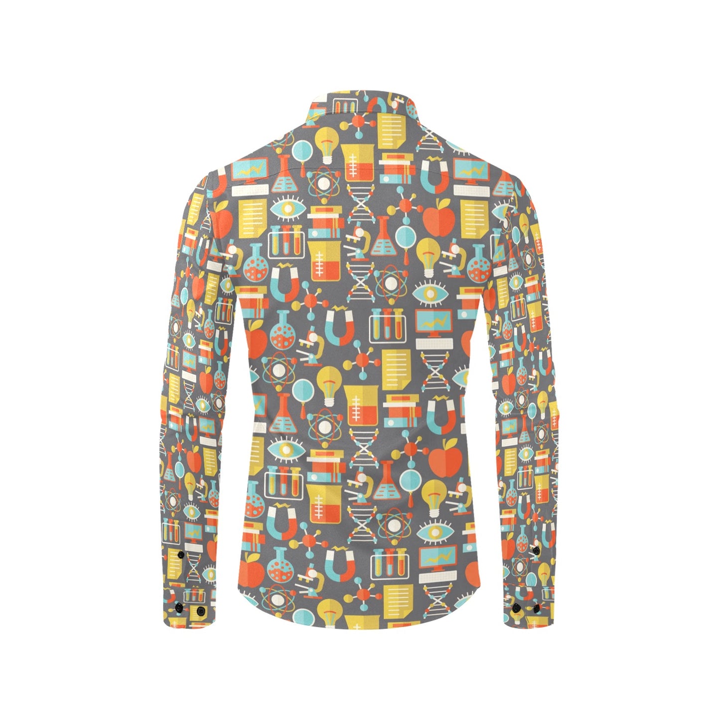 Science Print Design LKS302 Men's Long Sleeve Dress Shirt