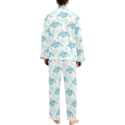 Sea Turtle Pattern Print Design T01 Men's Long Pajama Set