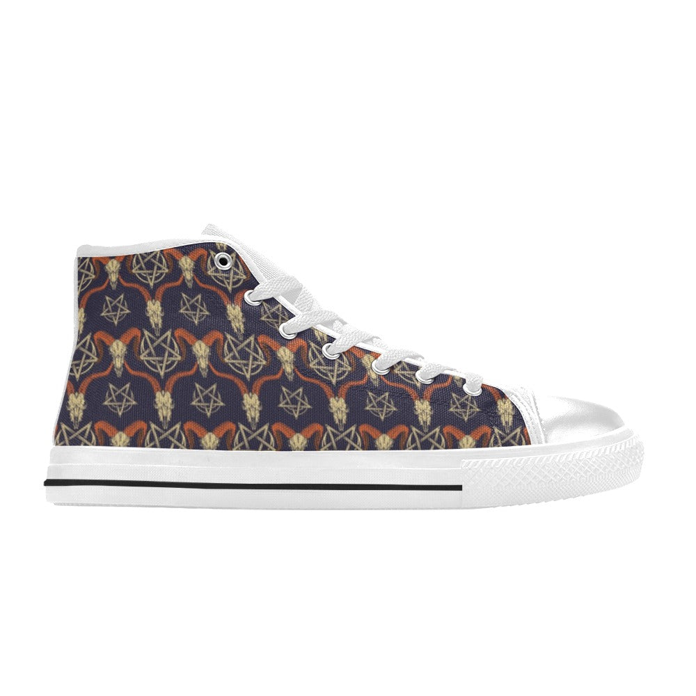 Buffalo Head Print Design LKS403 Men's High Top Canvas Shoes