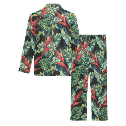 Bird Of Paradise Pattern Print Design BOP06 Men's Long Pajama Set
