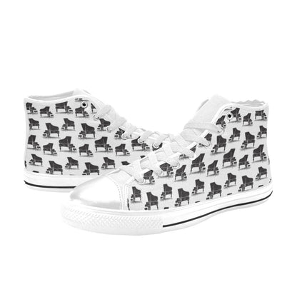 Piano Print Design LKS401 Men's High Top Canvas Shoes