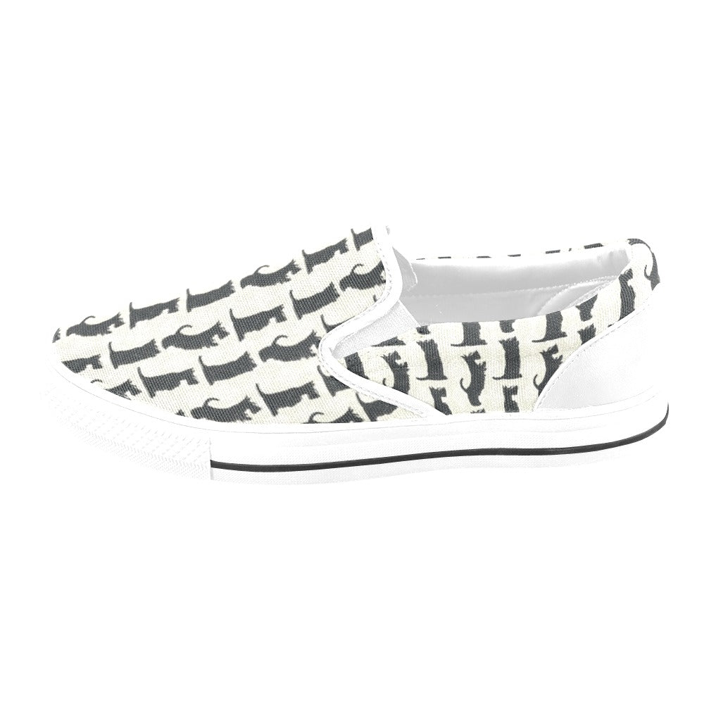 Scottish Terriers Print Design LKS309 White Slip Ons Canvas Women's Shoes