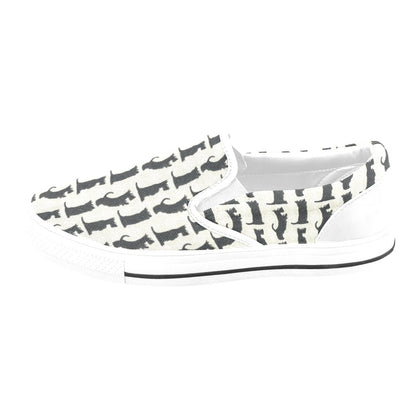 Scottish Terriers Print Design LKS309 White Slip Ons Canvas Women's Shoes