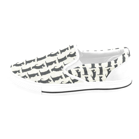 Scottish Terriers Print Design LKS309 White Slip Ons Canvas Women's Shoes