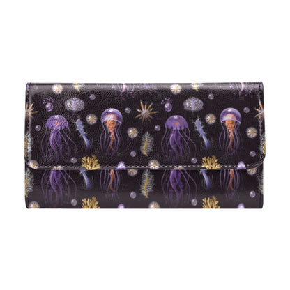 Seaweed With Jelly Fish Print Design LKS305 Women's Trifold Wallet