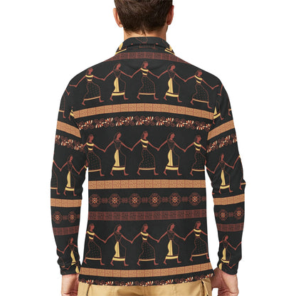 Ancient Greek Human Print Design LKS306 Long Sleeve Polo Shirt For Men's