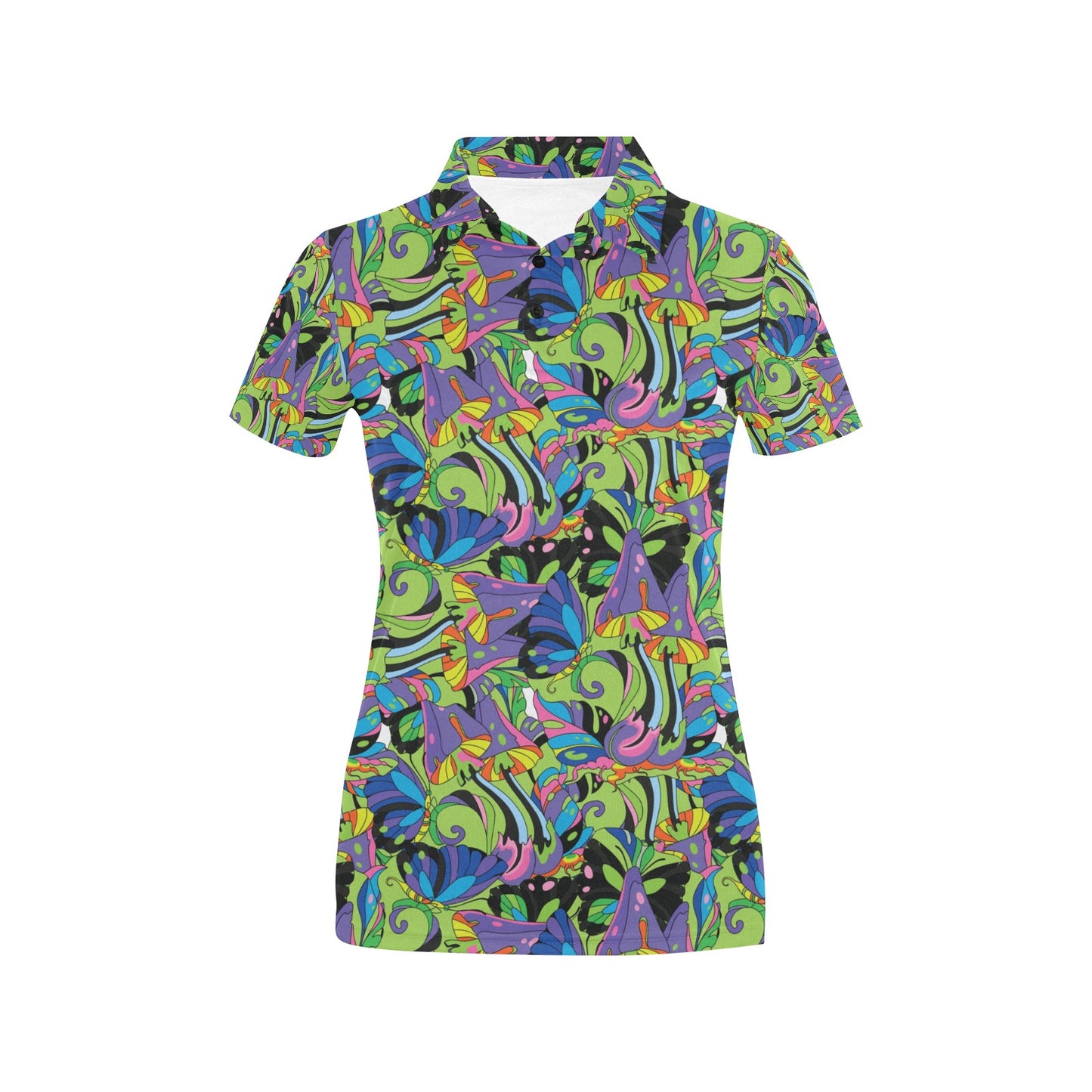 Psychedelic Trippy Mushroom Themed Women's Polo Shirt
