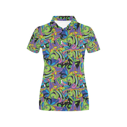 Psychedelic Trippy Mushroom Themed Women's Polo Shirt