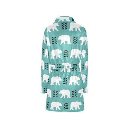 Polar Bear Pattern Print Design A05 Women's Fleece Robe