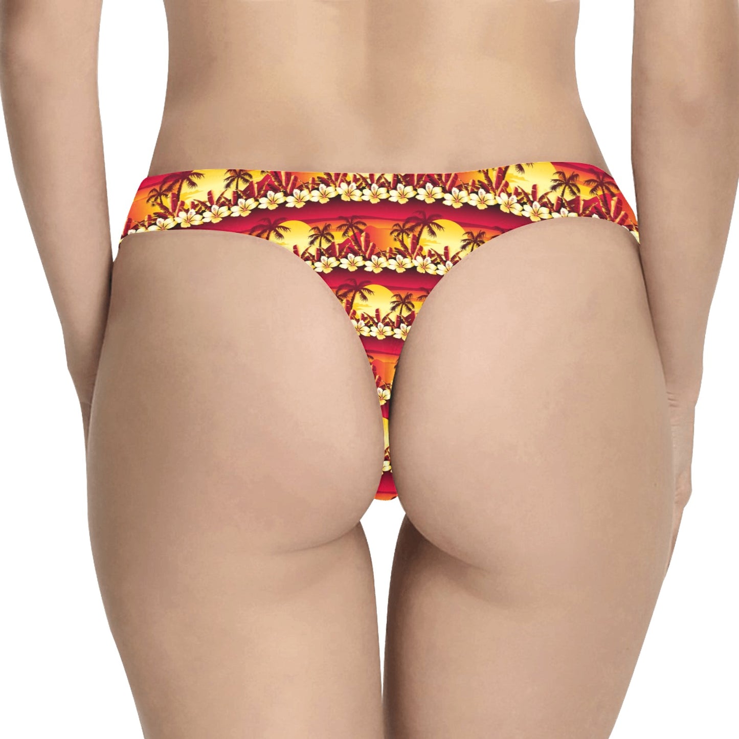 Hawaiian Tropical Sunset Hibiscus Print Women's Thongs