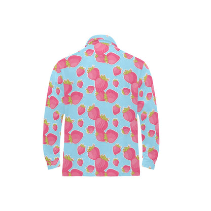 Strawberry Pattern Print Design SB04 Long Sleeve Polo Shirt For Men's