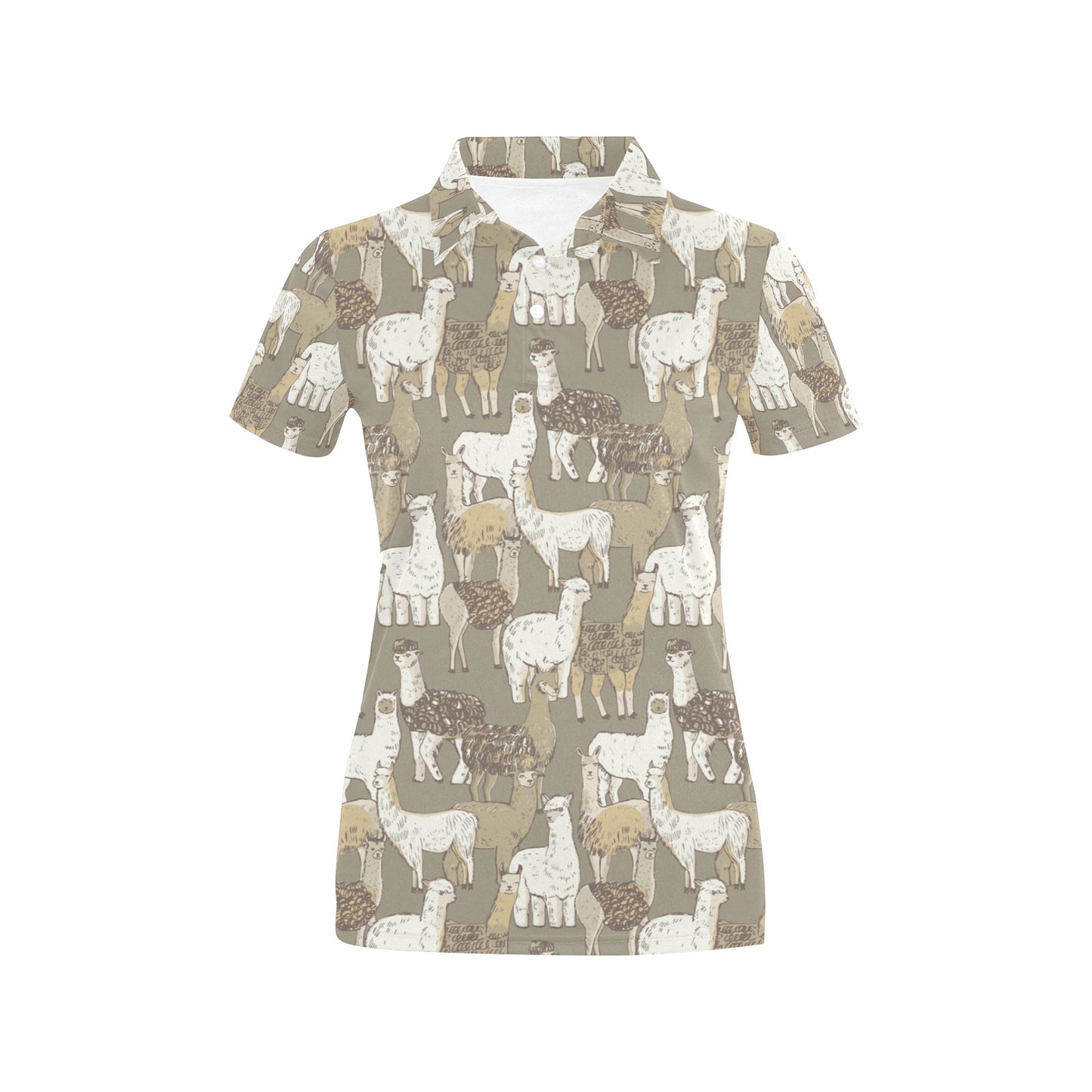 Alpaca Pattern Print Design 01 Women's Polo Shirt