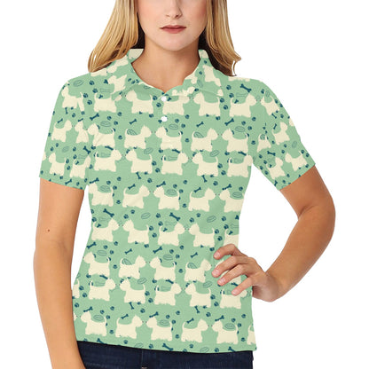 Scottish Terriers Print Design LKS302 Women's Polo Shirt