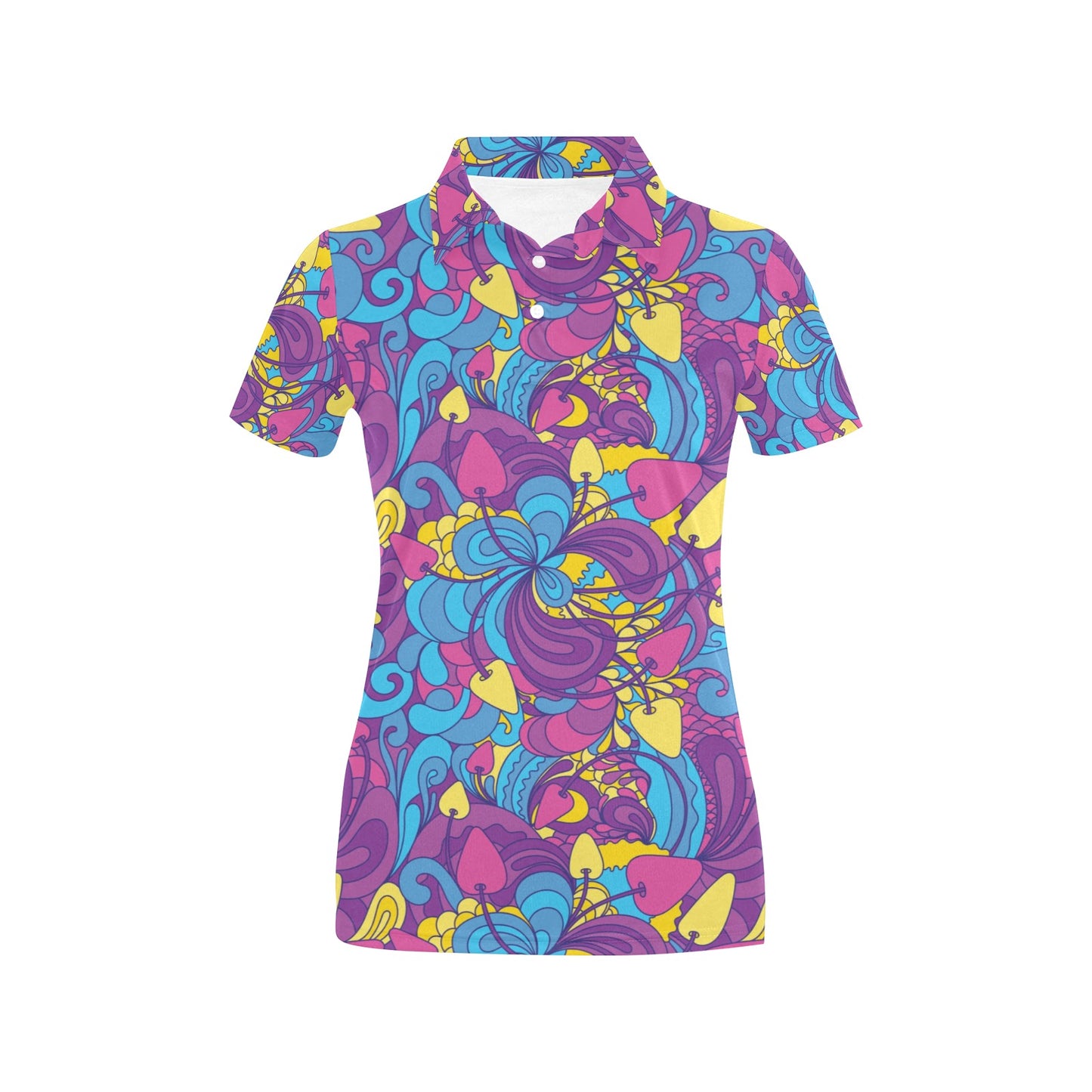 Psychedelic Mushroom Pattern Print Design A03 Women's Polo Shirt