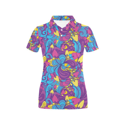 Psychedelic Mushroom Pattern Print Design A03 Women's Polo Shirt