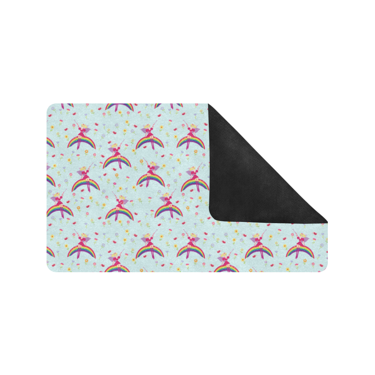 Fairy with Rainbow Print Pattern Rubber Doormat