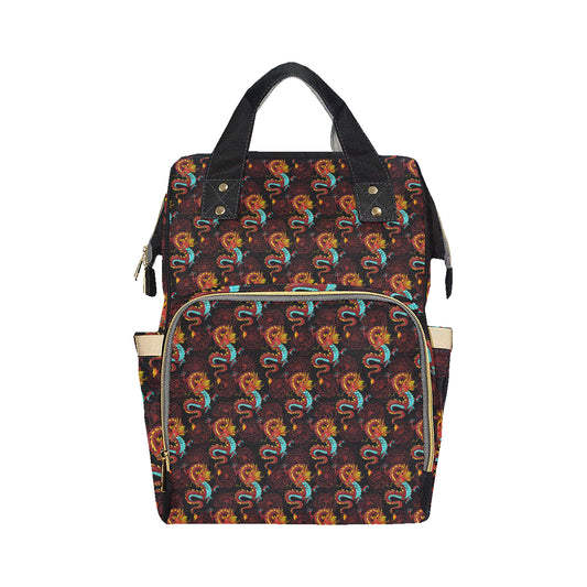 Chinese Dragons and Peonies Design Diaper Bag Backpack