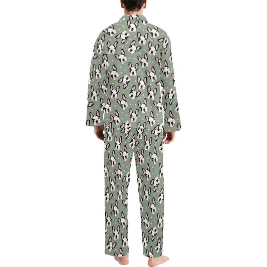 Boston Terrier Pattern Print Design 05 Men's Long Pajama Set
