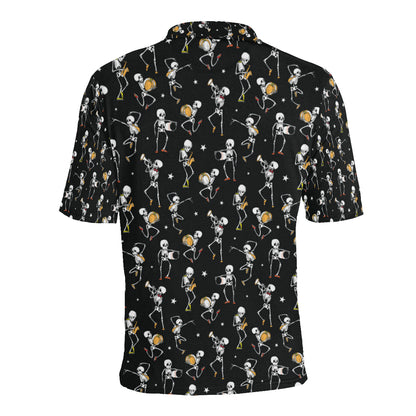 Skeleton Dance Print Men Polo Shirt
